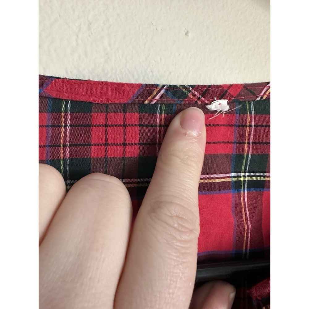 Red Tartan Plaid Frontier Dress 100% Cotton Tiered Ruffled Scottish Mountain - Picture 7 of 16